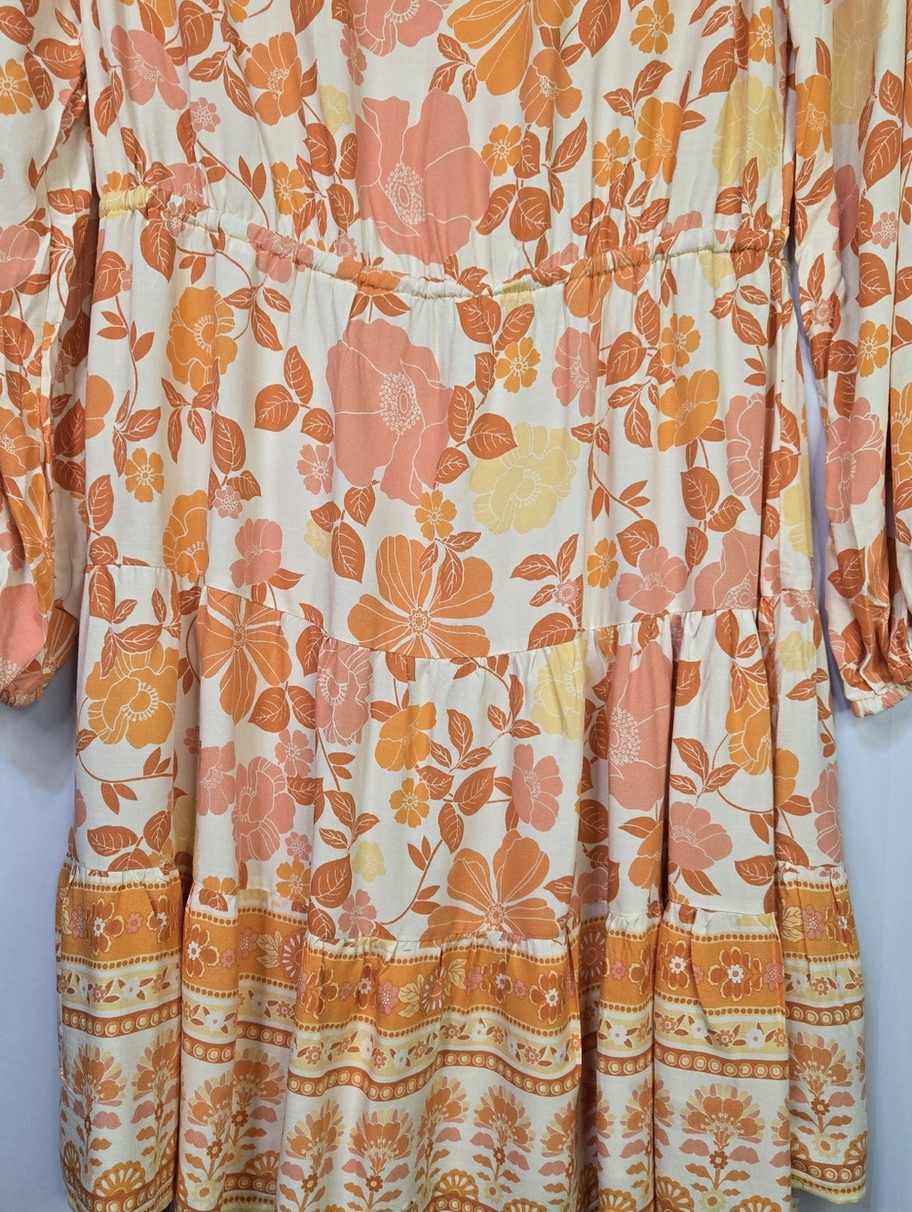 Petal & Pup Size 10 Sunny Orange Floral Dress, Tie Waist & Tiered Bottom. NWT - Picture 10 of 12
